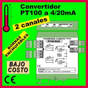 01a2- Convertidor Pt100-RTD 2 CANALES (salida 4-20mA)