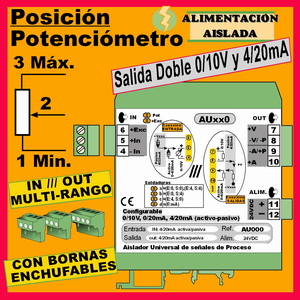 02a2- Convertidor Posición - Potenciómetro (salida 0-10V, 4-20mA)